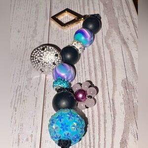 Beaded sand dollar bag charm